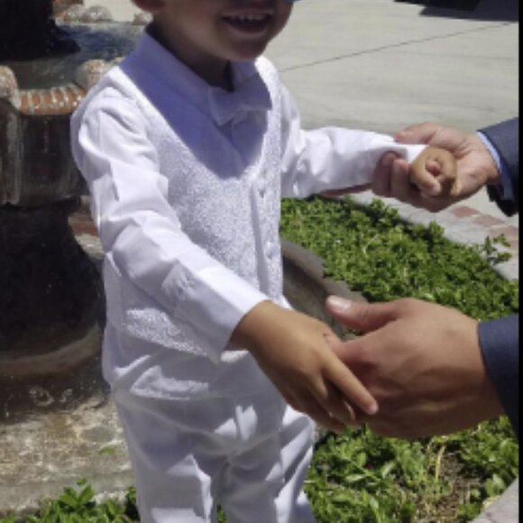 3/6M - Baby Boys Baptism Outfit w/ Jacquard Vest, & Pants (8590) - Picture 2 of 3